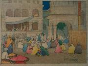 Charles W. Bartlett Amritsar [India], color woodblock print by Charles W. Bartlett, 1916, Honolulu Academy of Arts oil painting